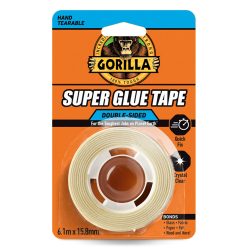   Gorilla SUPER GLUE Tape Kristálytiszta Kétoldalas Ragasztószalag 15,8mm x 6,1m