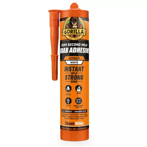 Gorilla Grab Adhesive Ultimate White 266ml azonnali erős kötés, vízálló, beltéri és kültéri használatra