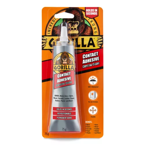 Gorilla Contact Adhesive Clear kristálytiszta univerzális ragasztó 75g – erős, tartós kötés átlátszó kivitelben