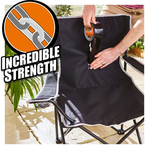 Gorilla Tape erős tapadás kültéri szék textiljavítás közben – hihetetlen erősség