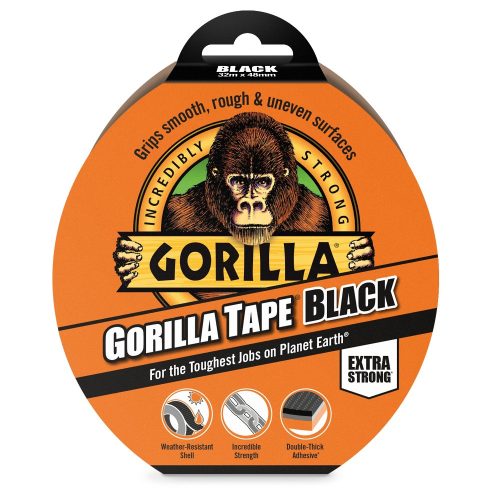 Gorilla Tape Black 32 m x 48 mm – erős kültéri ragasztószalag csomagolása