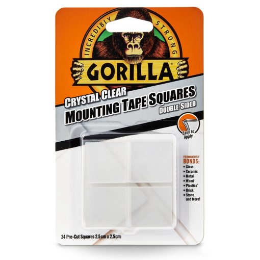 Gorilla Mounting Clear Tape Squares Kristálytiszta Kétoldalas Ragasztószalag 2,5cm-es négyzetek 24db/csomag