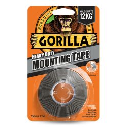   Gorilla Heavy Duty Mounting Black Tape Fekete Kétoldalas Ragasztószalag Kültérre is 2,54cm x 1,52m