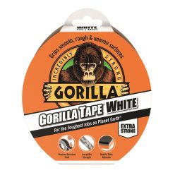 Gorilla Tape 27m fehér színű, erős ragasztószalag, csomagolt kiszerelésben, beltéri és kültéri használatra