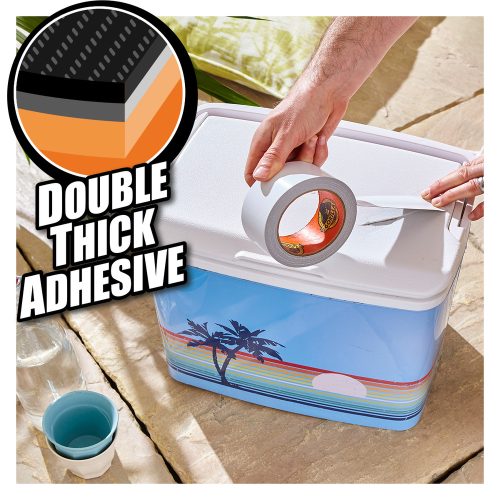 Gorilla Tape fehér ragasztószalagot egy műanyag tárolódoboz javításához, vastag, extra erős tapadás