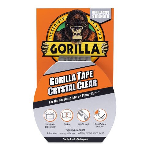 Gorilla Tape Crystal Clear – átlátszó ragasztószalag csomagolása, vízálló és UV-álló kivitelben