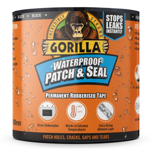 Gorilla Waterproof Patch & Seal Tape fekete, 3m x 100mm, vízálló ragasztószalag, dobozos kiszerelés