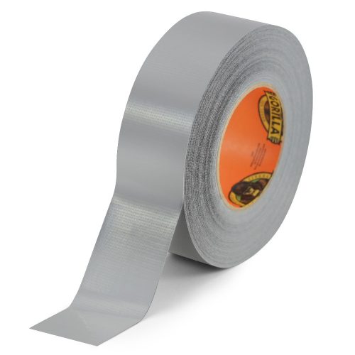Gorilla Tape Silver 32 m x 48 mm szürke ragasztószalag tekercs kibontva – erős, időjárásálló, vízálló tapadás