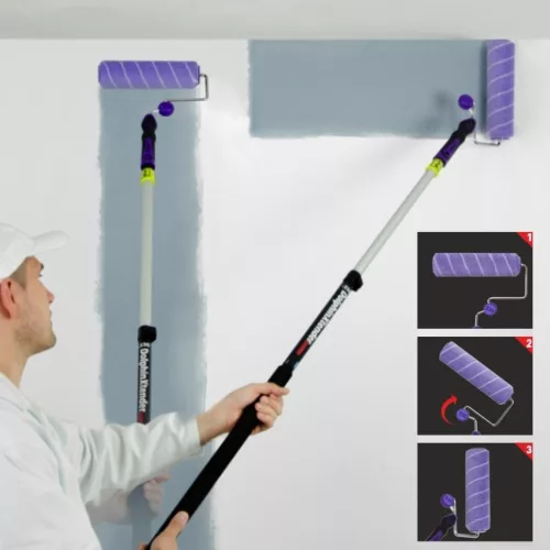 Fal festése 360 fokban forgó festőhenger nyéllel, nehezen elérhető sarkok festése