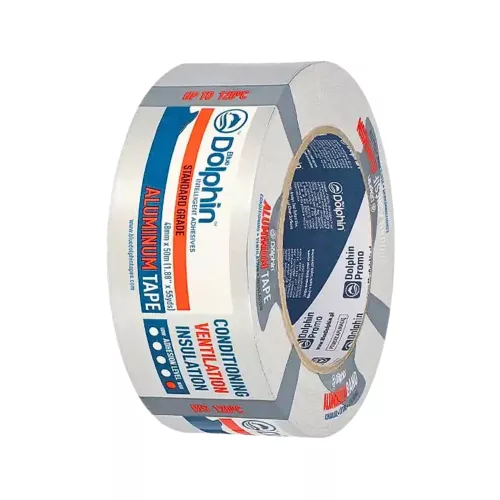 Blue Dolphin alumínium ragasztószalag 35 mikron, 48 mm × 50 m – alumínium fólia hordozó, szintetikus kaucsuk ragasztó, -30 °C–120 °C, csomagolt kivitel