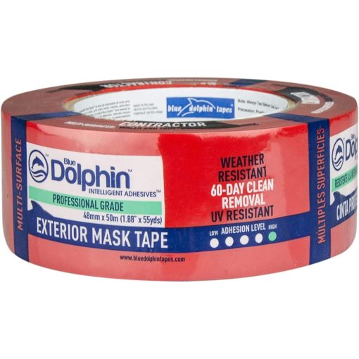 Blue Dolphin kültéri maszkoló szalag UV-álló, PIROS 60 napos, 48mmx50m 