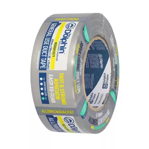 Blue Dolphin Duct Tape grey adhesive tape – 190 micron, 48 mm × 50 m