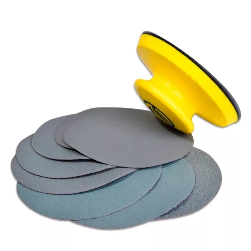 Hook and loop hand sanding block 125 mm with sanding disc, ergonomic design