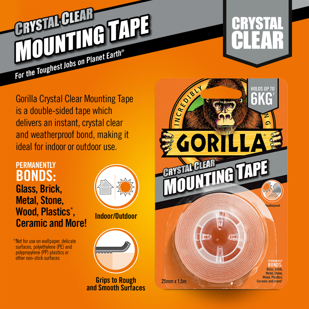 Gorilla Crystal Clear Mounting Tape Technical Sheet