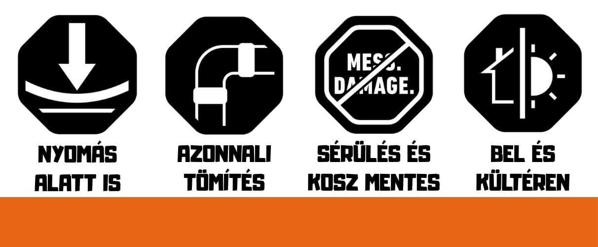 Gorilla Waterproof Wrap & Seal tulajdonságok – nyomás alatt is használható, azonnal tömít, rendetlenség nélkül, beltéri és kültéri használatra